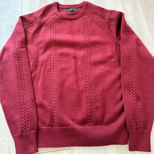 Men's Red Cable Knit Sweater